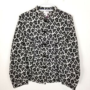 Charter Club Blazer Women Jacket Size 1X Animal Print Cheetah Buttons Career